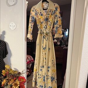 Sears Cream Maxi Dress with Blue & Yellow Floral Print